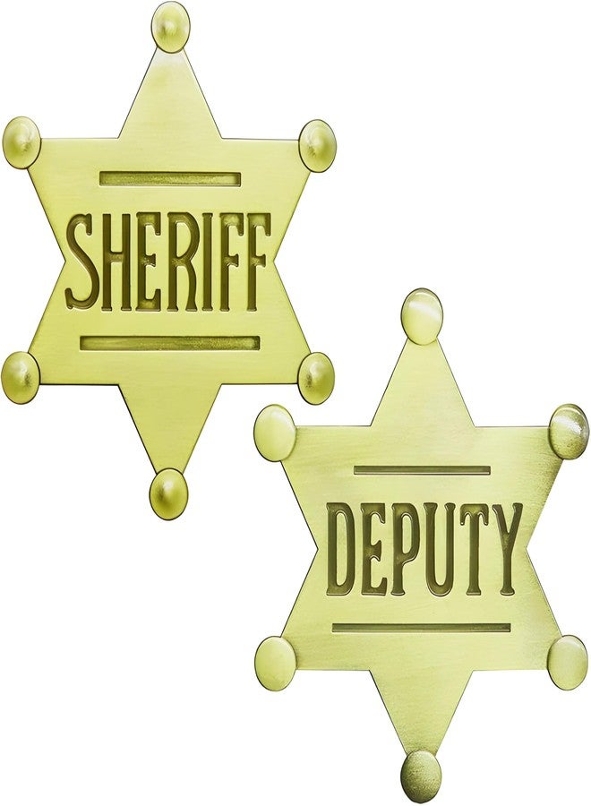 Finduat 2 Pcs Sheriff Badge Western Police Vest Sheriff Metal Branded Sheriff Badge Cowboy Party Decoration - Image 1